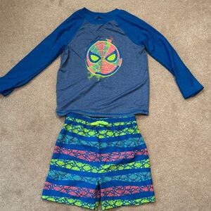 Spider-Man Long Sleeve swim  Shirt and Swim trunks Set